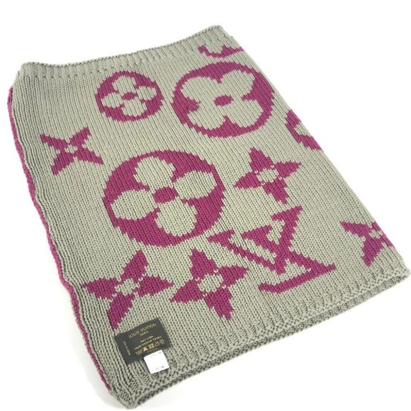 LOUIS VUITTON M72768 Monogram Snood Grand Floor Neck Warmer Scarf wool purple - Picture 4 of 16